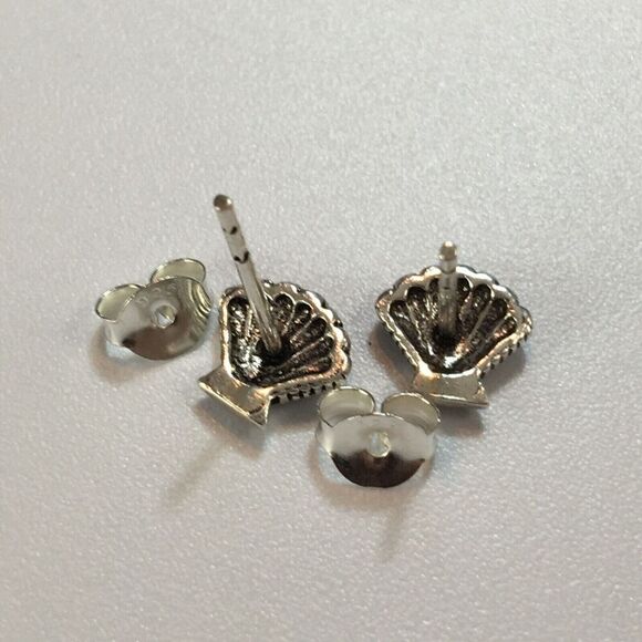 Handmade Sterling Silver Seashell Earrings 925 Posts Shell Studs - Picture 3 of 15